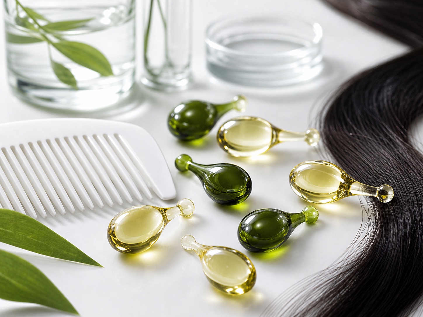 Hair oil softgel capsules for salon retail and leave-in hair oil products